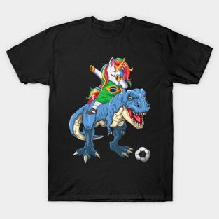 Dabbing Unicorn Dino T-Rex Flag Soccer Lovers T-Shirt